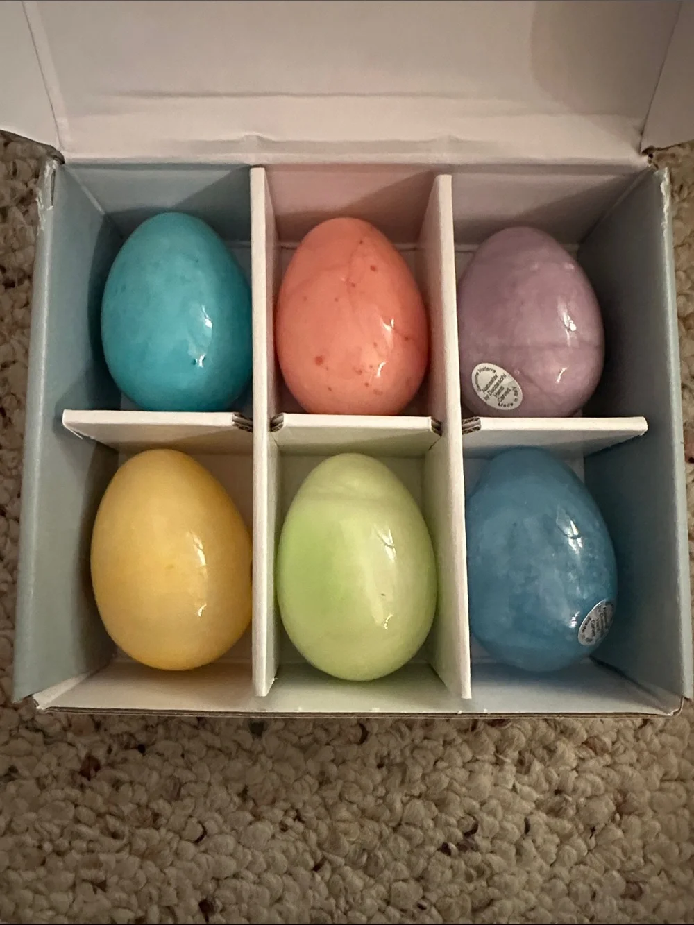 Decorative Pastel alabaster Egg Set - Multi-Color
